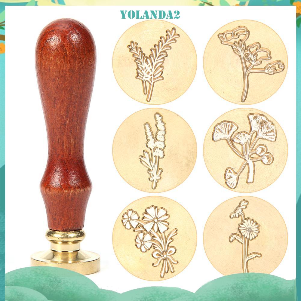 Con Dấu Đóng Sáp Tay Cầm Gỗ Họa Tiết Cây Cối Cổ Điển