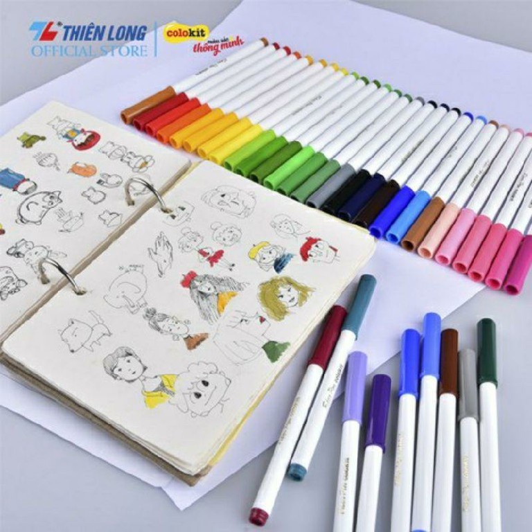 Bộ bút lông 36 màu Thiên Long Fiber Pen Colokit viết nét thanh nét