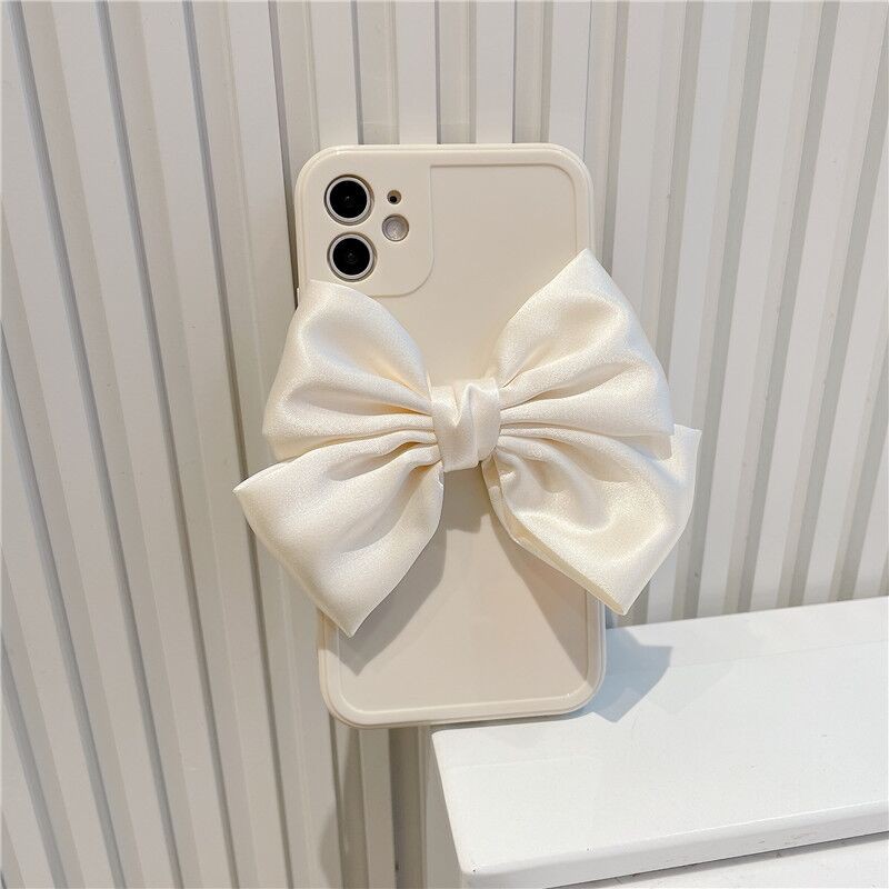 Ốp Điện Thoại Màu Trắng Đính Nơ Cho Iphone 14 14pro max 14plus 13 pro max 12 pro max 11 pro max xs max XR X 7 8 Plus