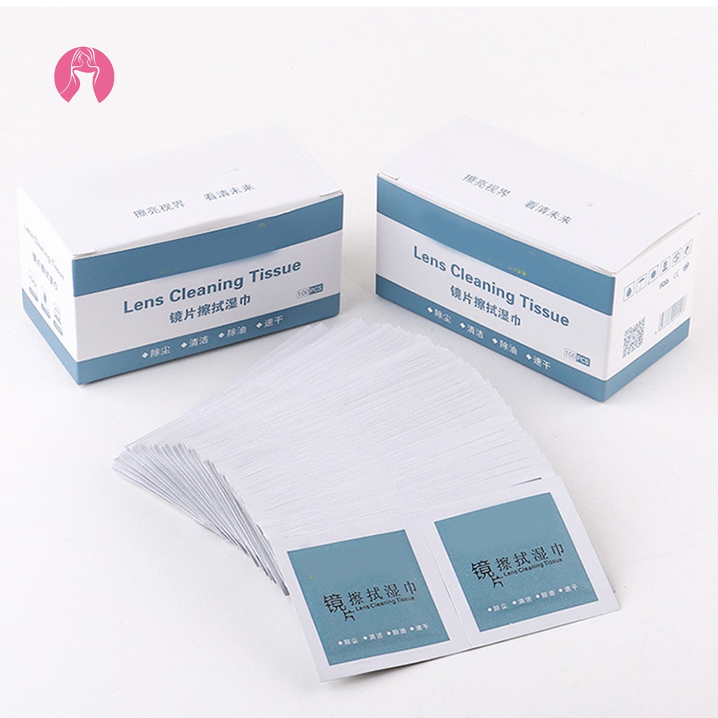 Hộp 100 Khăn Lau Kính Mắt Dùng Một Lần Tiện Dụng