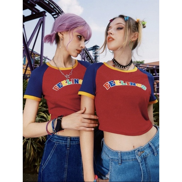 Áo Croptop phối màu