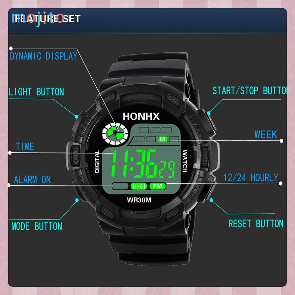 MOJITO Fashion Men Waterproof Wristwatch LED Camouflage Sports Electronic Watch