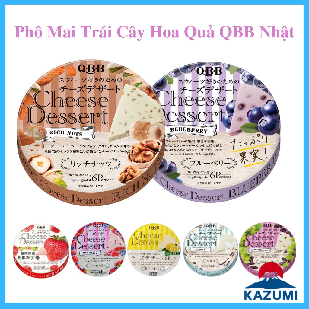 Phô Mai Trái Cây Hoa Quả QBB Nhật 90G Mềm Dẻo Dễ Ăn (15g*6 miếng) [DATE T8-T10/2022]