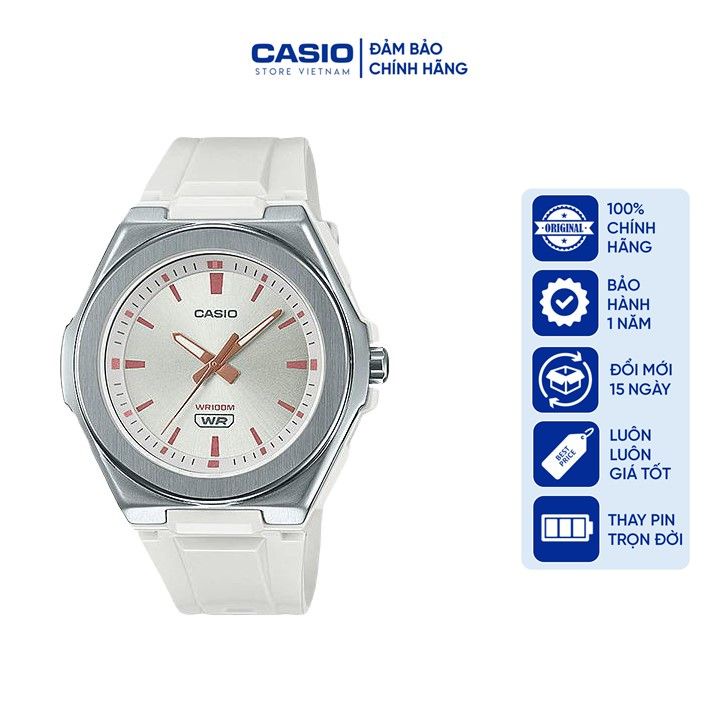 Đồng hồ Unisex Casio LWA300H-7E, đồng hồ chính hãng, dây trắng mặt trắng