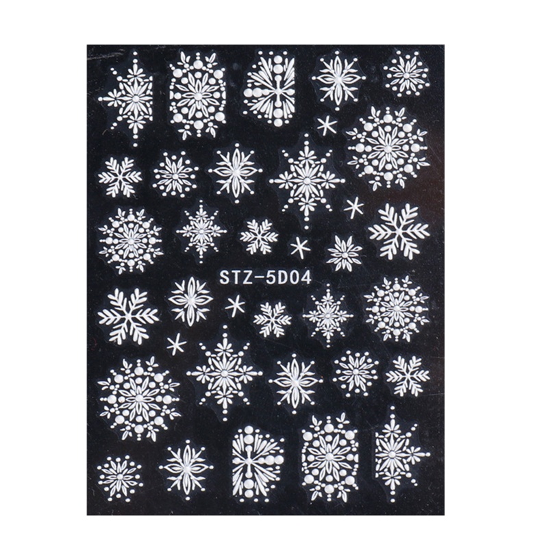 Miếng Dán Trang Trí Móng Tay Họa Tiết Bông Tuyết 5D Phong Cách Giáng Sinh
