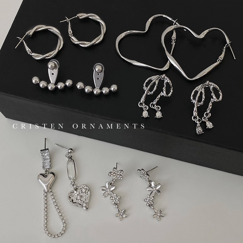 Bông Tai Mạ Bạc 925 Thiết Kế Ngọt Ngào Thời Trang Hàn Quốc