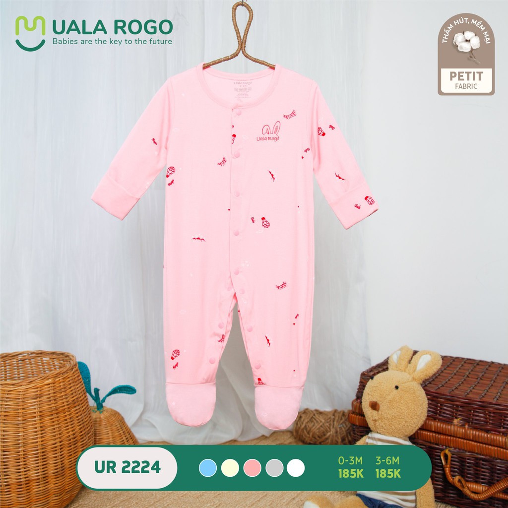 UR2224 Body dài tay cài giữa liền tất Uala Rogo chất petit