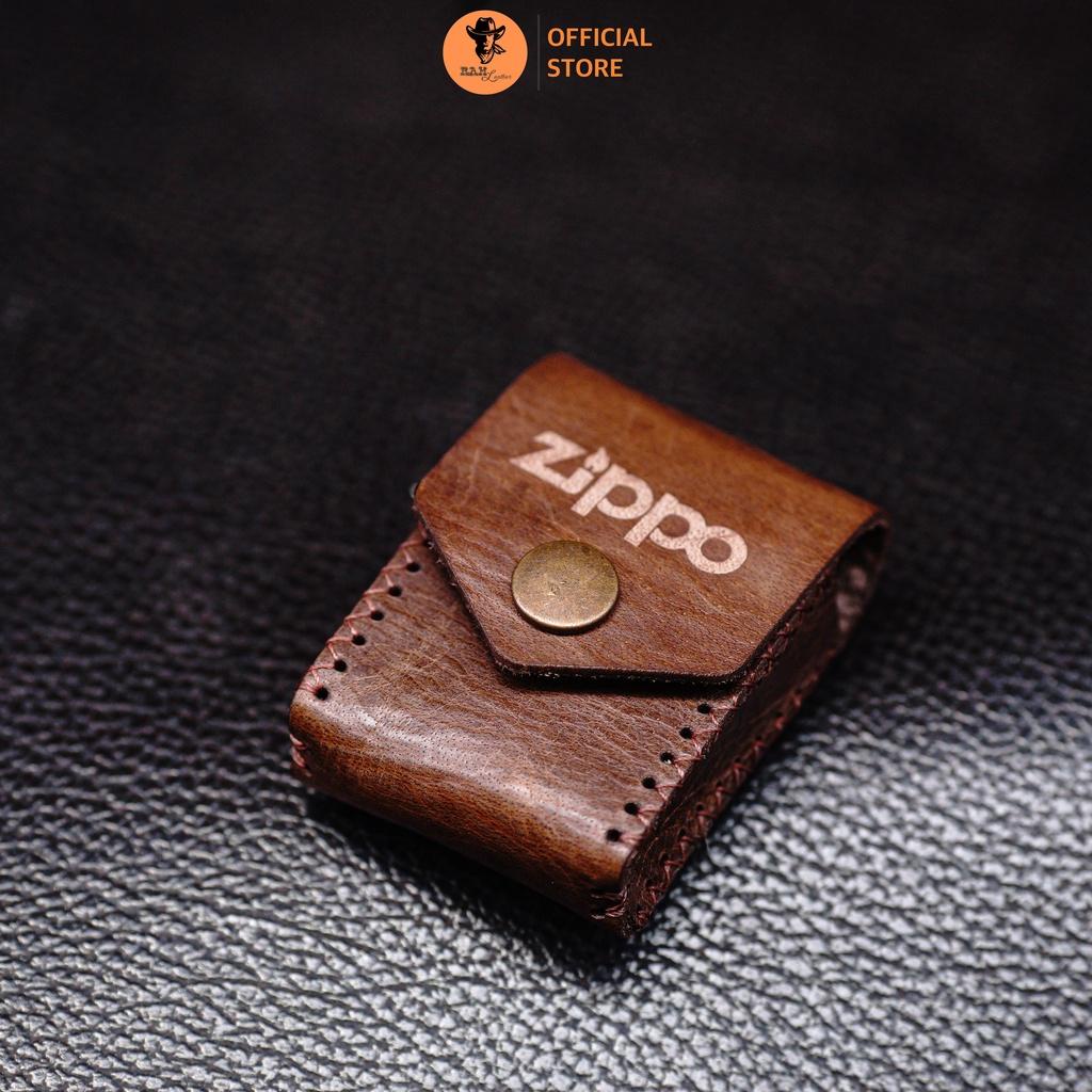 Bao Zippo da bò màu nâu đậm - RAM Leather