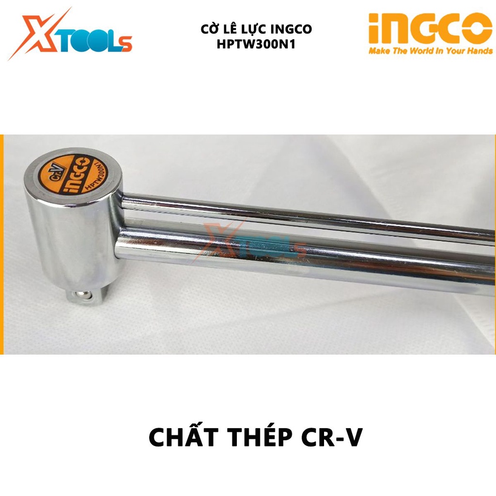 Cờ lê lực INGCO HPTW300N1 cần siết lực Chất liệu CRV, Dải lực 0-300Nm, đầu vuông 1/2 inch vặn mở đai ốc vít [CHÍNH HÃNG]