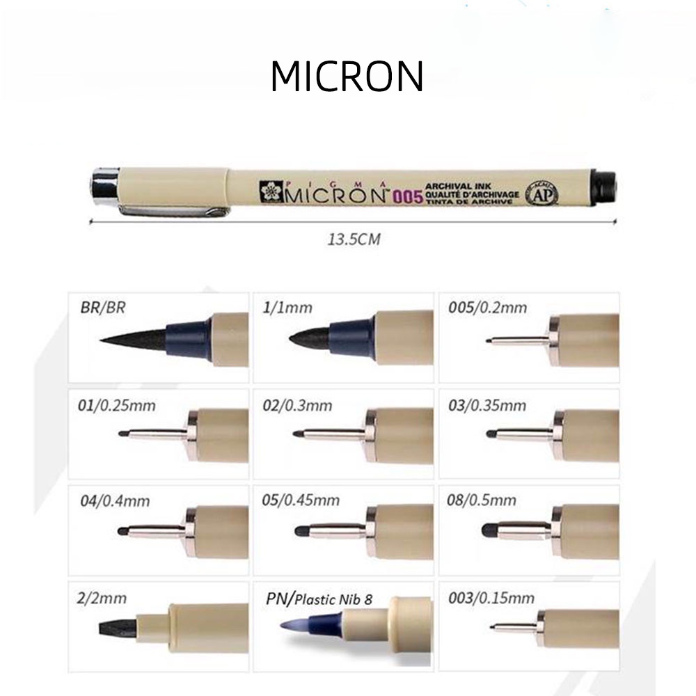 Bộ Bút Lông Vẽ Tranh Nghệ Thuật Pigma Micron 005 01 02 03 04 05 08 1.0 2.0 3.0