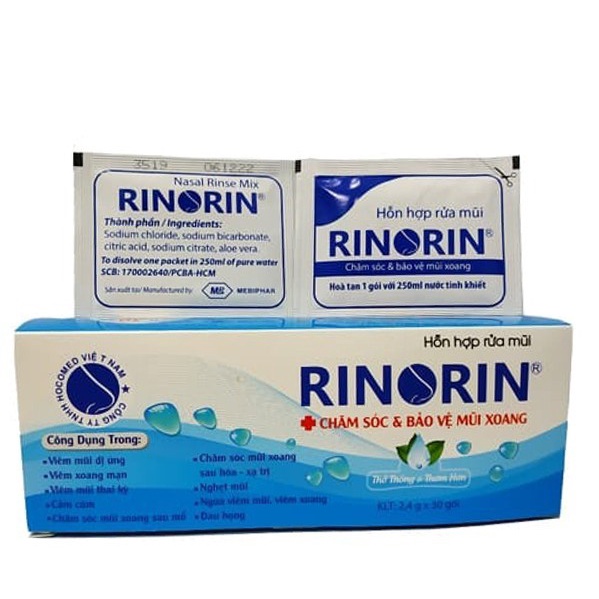Hỗn hợp rửa mũi Rinorin làm sạch