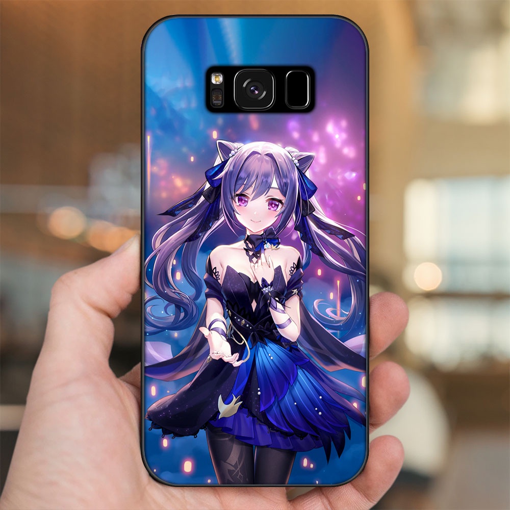 Ốp lưng Samsung S8, S8 Plus viền đen in hình Keqing Genshin Impact
