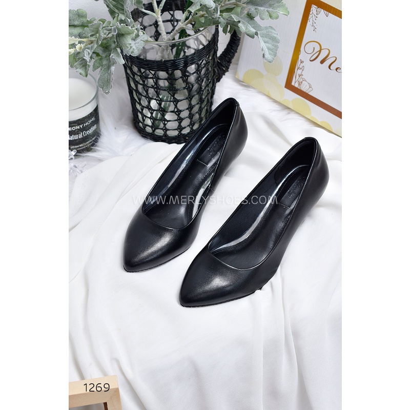 GIÀY GÓT THẤP MERLY 1269, Giày cao gót nữ 5p, Giày bít mũi, Giày nữ size lớn