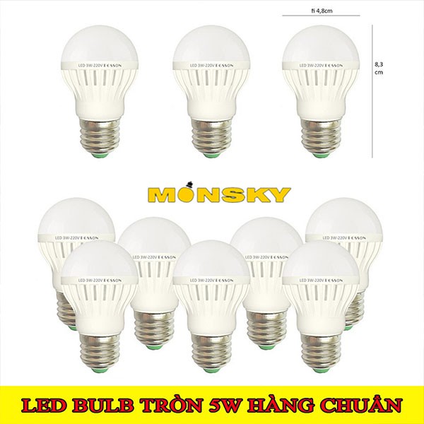 COMBO 10 bóng MONSKY LED 5w tiết kiệm điện, vọ nhựa mika cao cấp độ bền cao