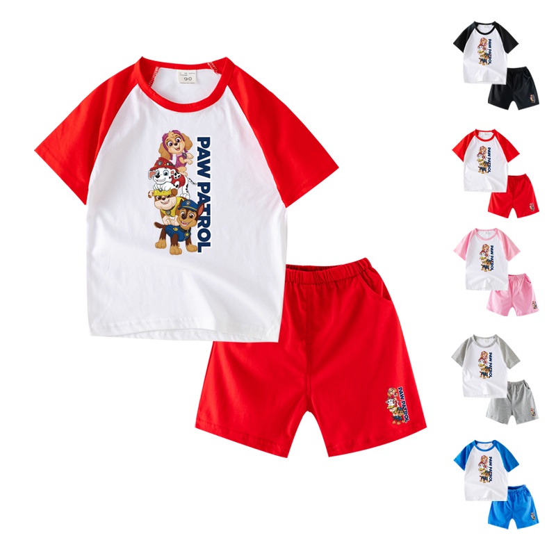 Set Áo Thun Tay Ngắn 100% Cotton 6 Màu In Hình Paw Patrol CC030