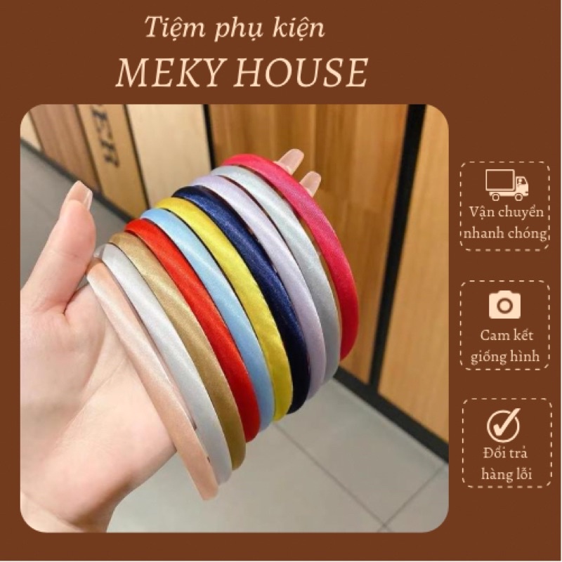 Cài tóc dáng mảnh trơn bọc lụa satin màu pastel nhẹ nhàng