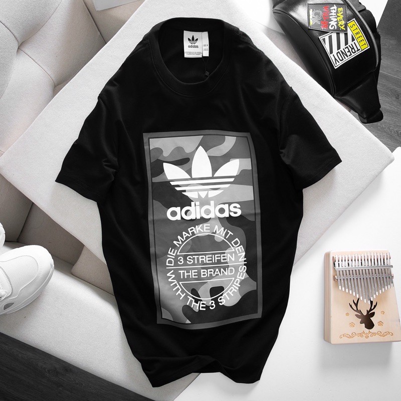 Áo thun addidas hoạ tiết- áo phông 2 màu đen trắng