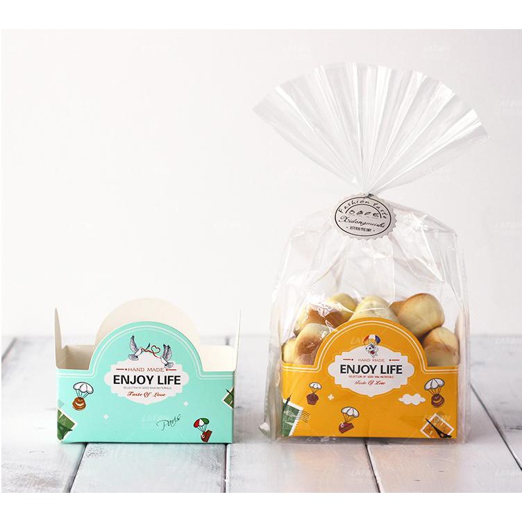 Túi đựng bánh cookie kèm đế giấy và dây buộc