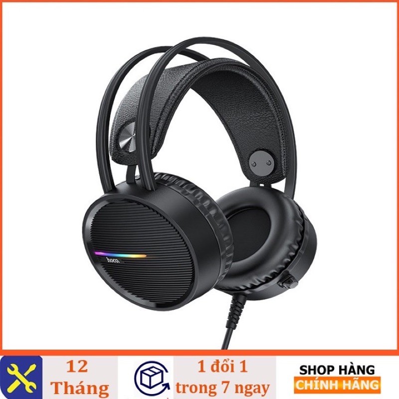 ✔CHÍNH HÃNG ✔Headphones/Tai nghe chơi game có dây HOCO W100 Touring có micro đa hướng-3,5 mm/Đèn led 5 mầu Bảo hành 12T