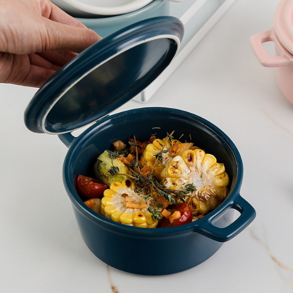 Bát ăn cho bé, bát ăn dặm có nắp cho bé ramenkin, Bát Sứ Chưng Yến, Tô Sứ nắp đậy dễ thương 440ml, Nồi Sứ Mini