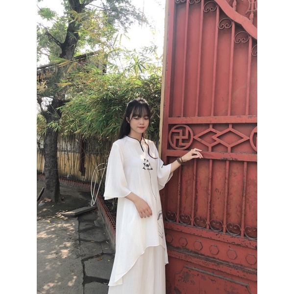 set đồ lam đi chùa cao cấp tơ tằm form sang trọng