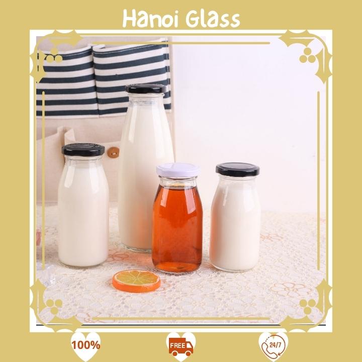 Chai thuỷ tinh 🏡 Nắp Thiếc 🏡 1000ml đựng nước ép sữa hạt nắp thiếc vàng đen dễ vệ sinh [ RẺ VÔ ĐỊCH ]