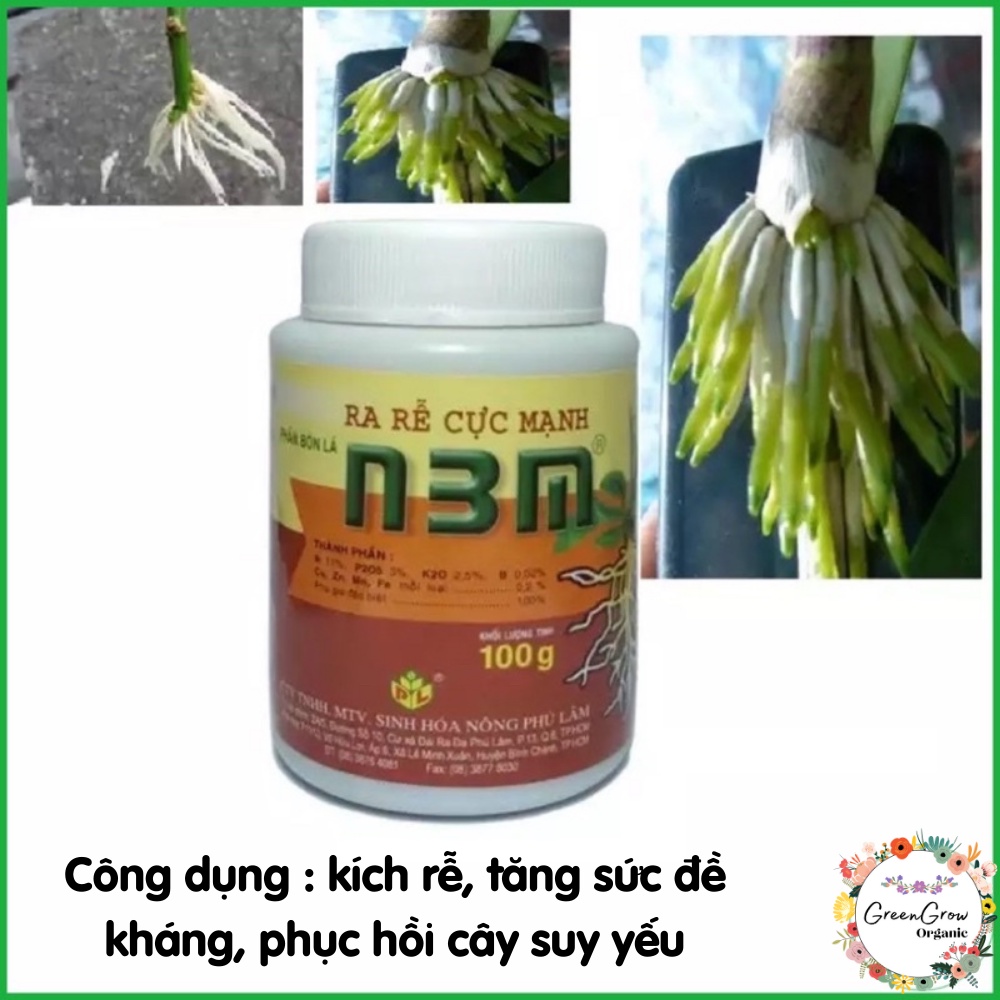 Thuốc kích rễ N3M 100gr GREEN GROW ORGANIC thuốc kích thích ra rễ cực mạnh siêu ra rễ cho cây MS126