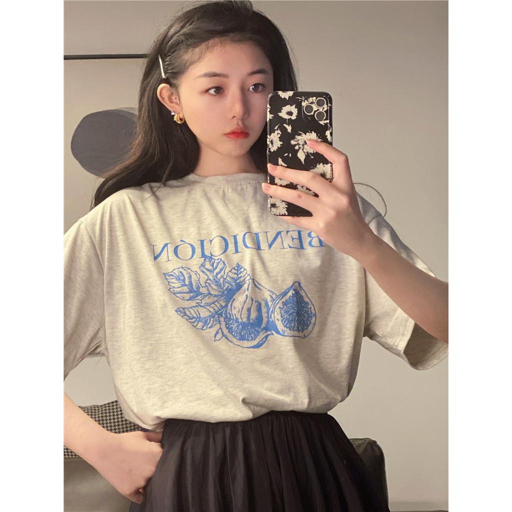 SUXI Áo Thun Nữ Tay Ngắn Dáng Rộng Phong Cách Hàn Quốc