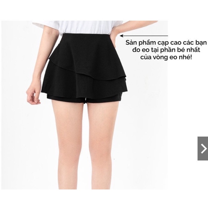 Quần váy cạp cao bèo 2 tầng chống nhăn màu đen tầng có khoá kéo chất cát hàn PT8X