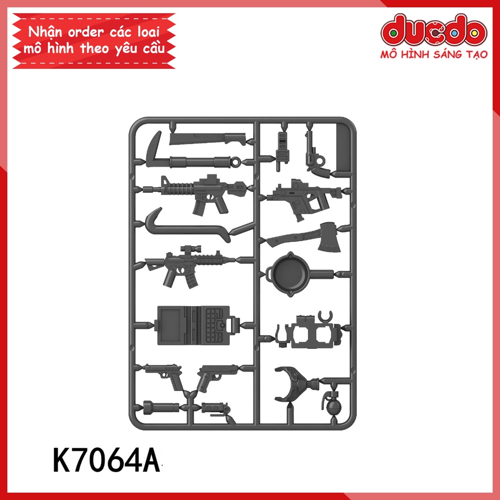Vỉ Phụ kiện trang bị vũ khí siêu chất - Đồ chơi Lắp ghép Mini Minifigures Army lính Mô hình ww2 K7064