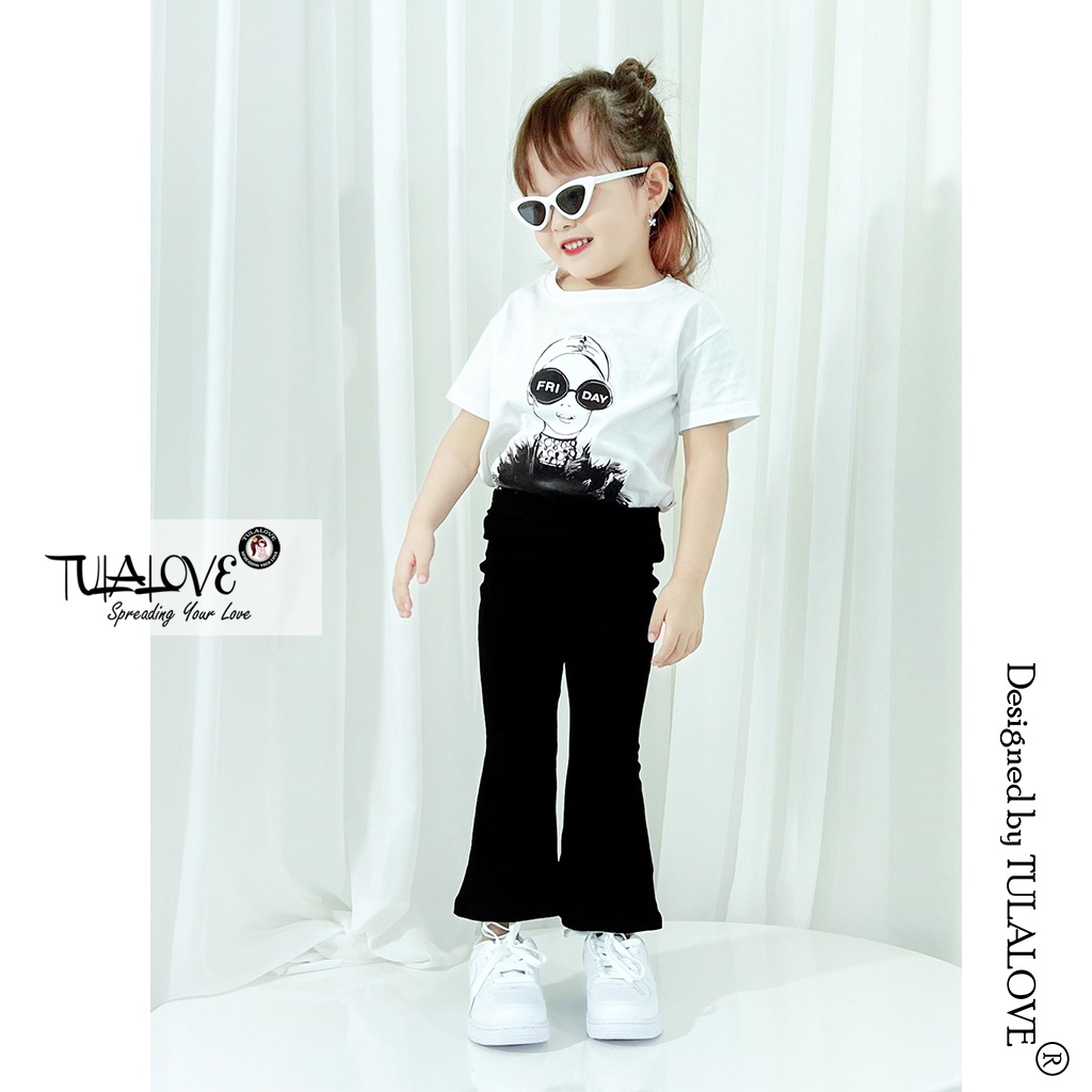 Quần Bé Gái Ống Loe Vải Zip Co Dãn Mạnh Quần Dài Ống Loe Bé Gái Tulalove