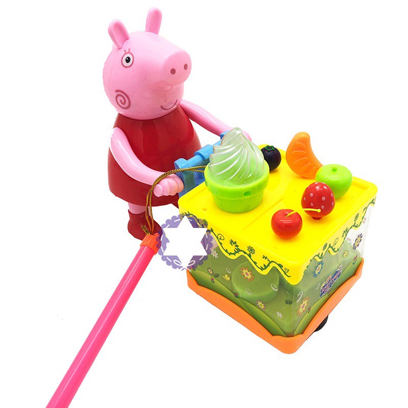 Lồng đèn trung thu heo Peppa Pig đẩy xe kem dùng pin có đèn nhạc