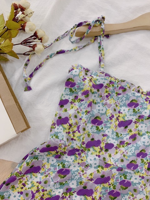 VÁY 2 DÂY HOA TÍM XÒE ĐUÔI CÁ TẦNG DK46 | BigBuy360 - bigbuy360.vn