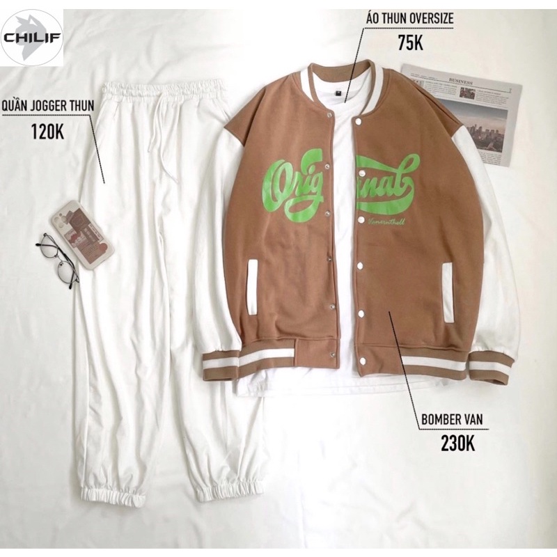 Áo khoác Bomber ORIGINAL Form rộng Unisex Nam/Nữ (Hình + Video thật 100%)