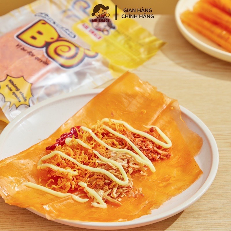 Bánh tráng bơ Abi full topping gia vị gà ruốc hành phi kèm túi sốt bơ vàng