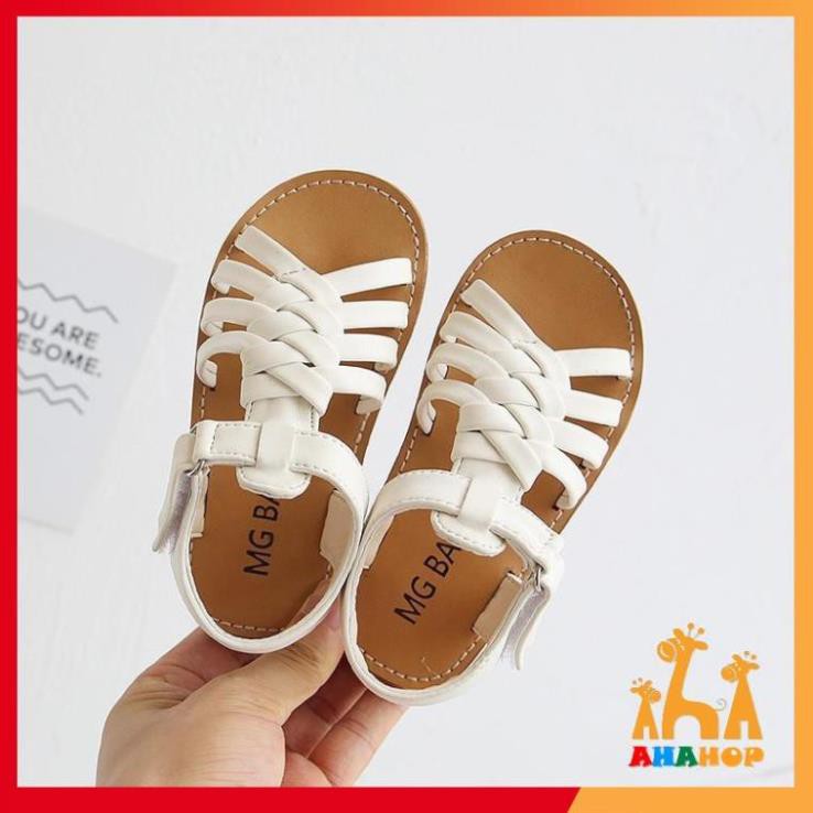 Dép cho bé gái - Giày sandal cho bé gái quai đan chéo chất da PU đế cao su mềm hàng chính hãng MG Baby V533