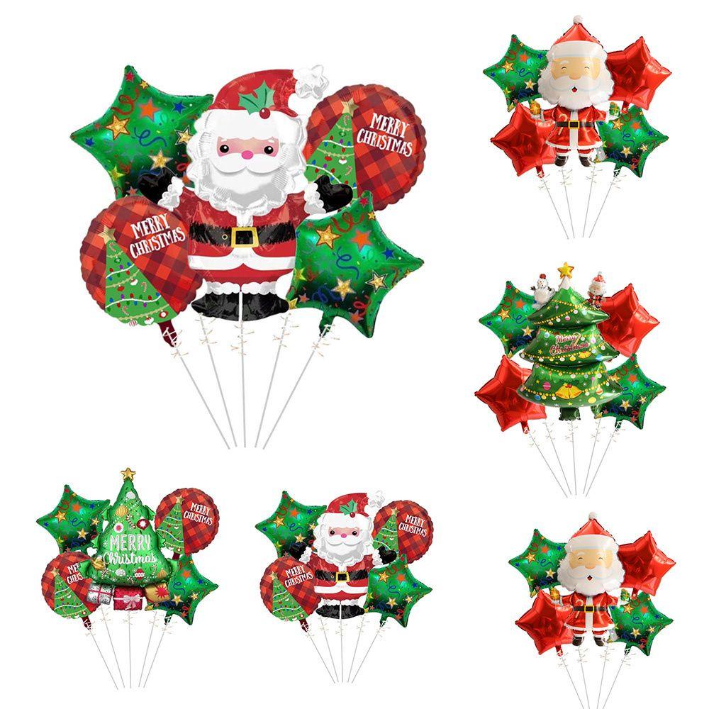 SUENIN Bộ 5 Bong Bóng Kiếng Hình Ông Già Noel