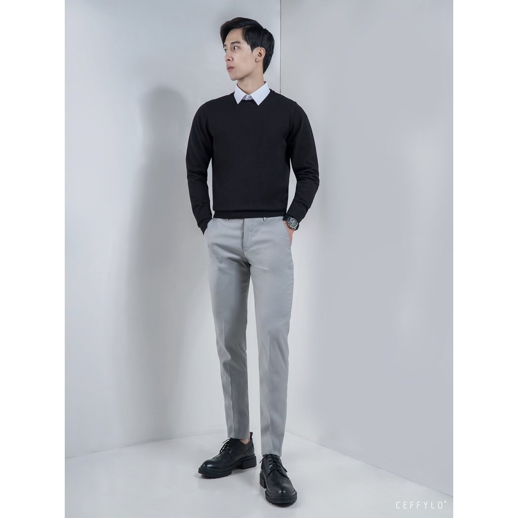 Áo Len Cổ Tròn Trơn Basic Đen, Chất Liệu Mềm Mịn Len Dệt Cao Cấp - CEFFYLO