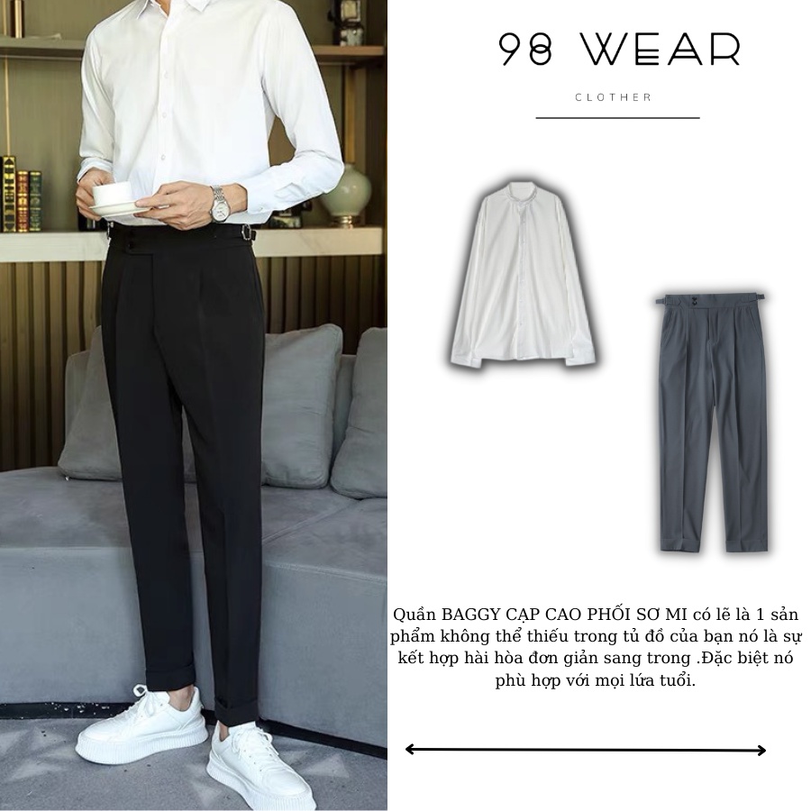 Quần âu baggy nam 98WEAR cạp cao , phong cách thời trang Hàn Quốc