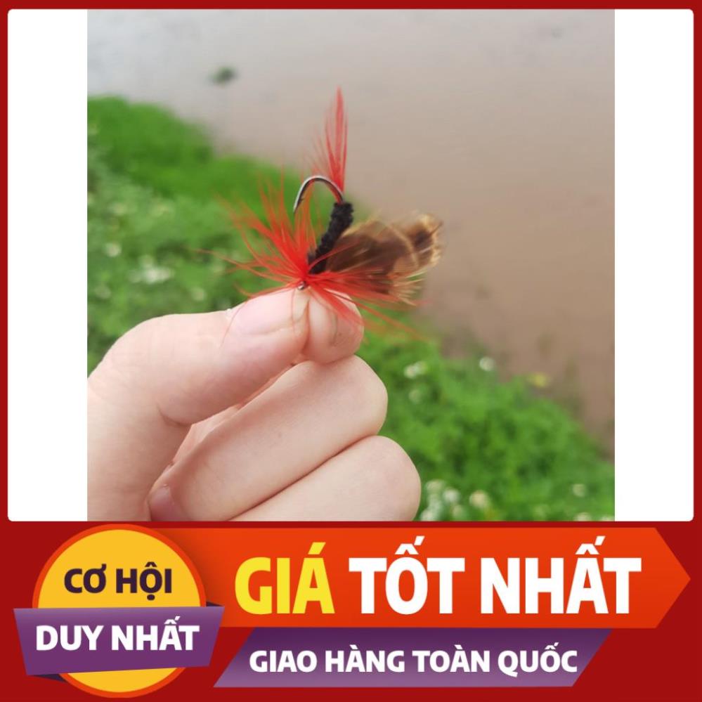 combo 12 con mồi gắn lông vũ cánh bướm câu rô phi,câu mương,lóc,ngão,.... Shop đồ câu phía bắc