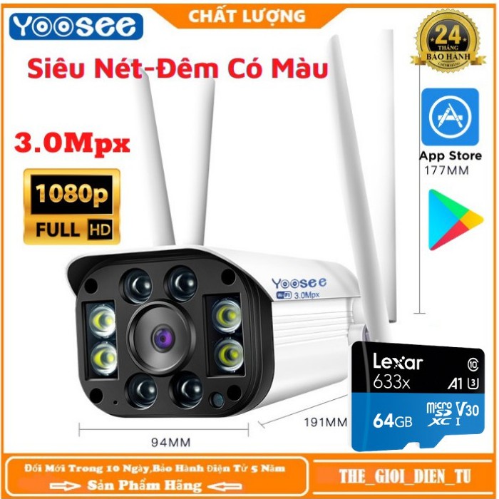 Camera Wifi - Camera Wifi Yoosee Ngoài Trời 4 Râu 3.0Mpx - Xoay 360,Đàm Thoại,Xem Đêm Có Màu,Cảnh Báo [Bảo Hành 2 Năm] | WebRaoVat - webraovat.net.vn