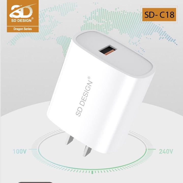 Bộ Củ Cáp Chính Hãng SD DESIGN C18 Sạc Nhanh An Toàn Cho Mọi Loại Điện Thoại Trên Thị Trường Oppo, Huawei, Realme, ...