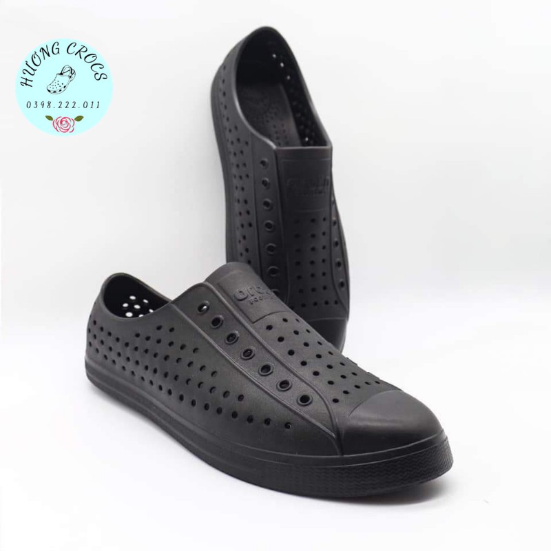 [Tặng 10 jibit] - Giày nhựa đi mưa, đi biển Orban đen full, chất liệu nhựa dẻo siêu êm mềm nhẹ, không thấm nước