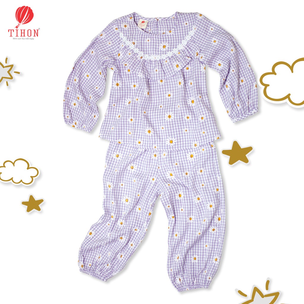 Bộ Đồ Ngủ Pijama Cotton Mềm Mại Cho Bé Gái TIHON Thời Trang Trẻ Em Cao Cấp I SET08098