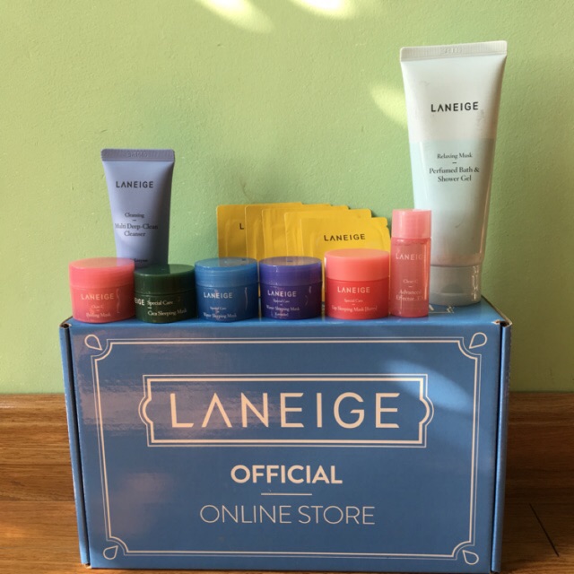 LANEIGE SET 9 món mặt nạ, sữa tắm, dưỡng da kèm HỘP đẹp