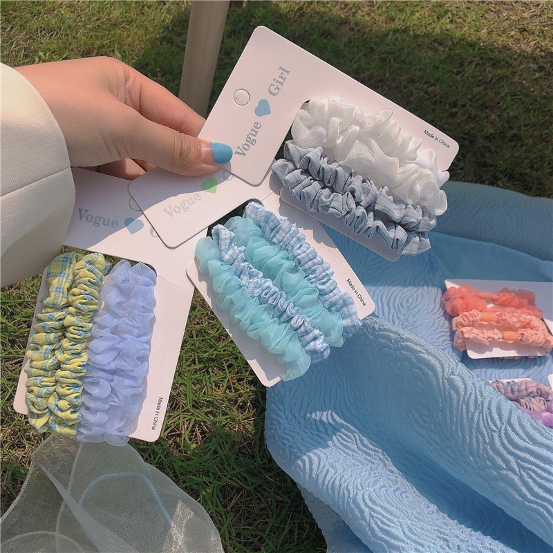 Bộ 4 dây buộc tóc co giãn thời trang Hàn Quốc phong cách ins cho nữ