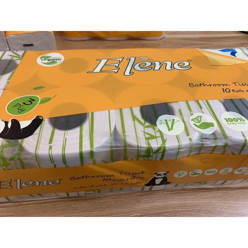 GIẤY VỆ SINH GẤU TRÚC 10 CUỘN 3 LỚP THƯƠNG HIỆU ELENE- Giấy tre Elene 10 cuộn