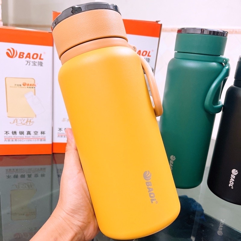 Bình Giữ Nhiệt BAOL Sơn Nhám Sang Trọng Có Quai Xách Tiện Lợi, Dung Tích 1000ML/ 1300ML