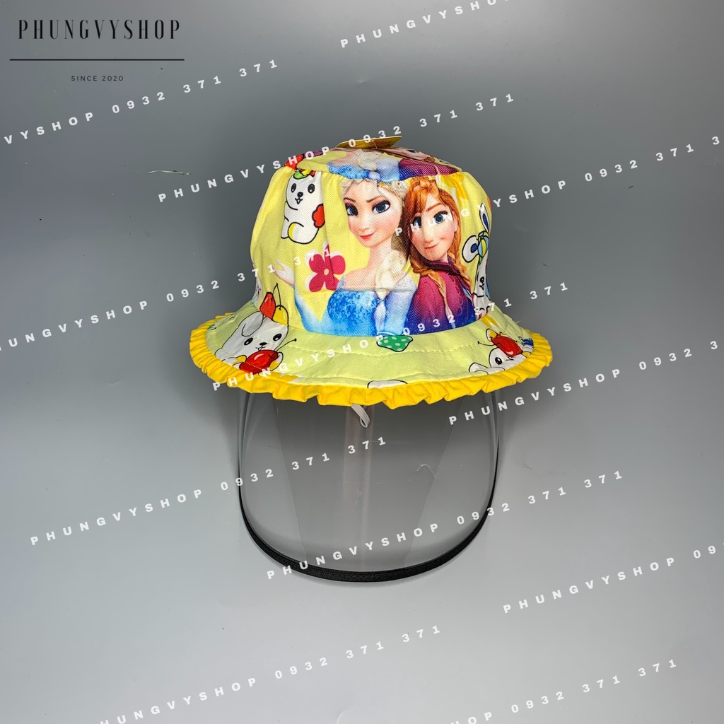 (Bé 1-2 tuổi/ Vòngđầu 49cm) Mũ CHỐNG GIỌT BẮN cho bé gái - INelsaNHÍ ELSA VIỀN BÈO- Nón cản bụi trẻ em