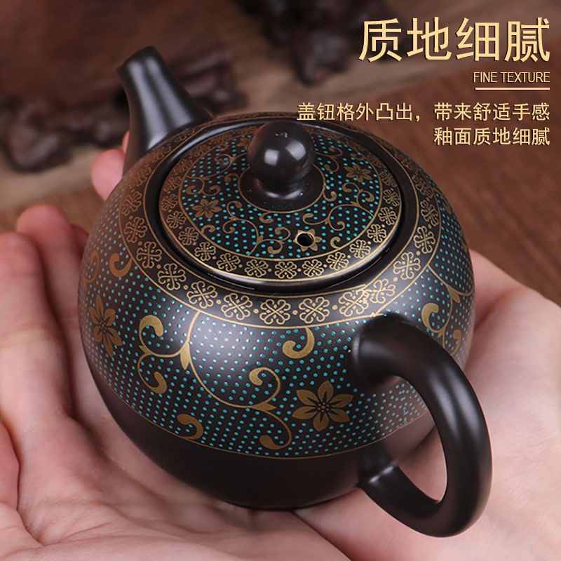 Bộ Ấm Trà Bằng Gốm Màu Đen Nhám Hai Tách Dùng Tại Nhà RS3Z